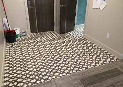 tile floor installation-unfinished room